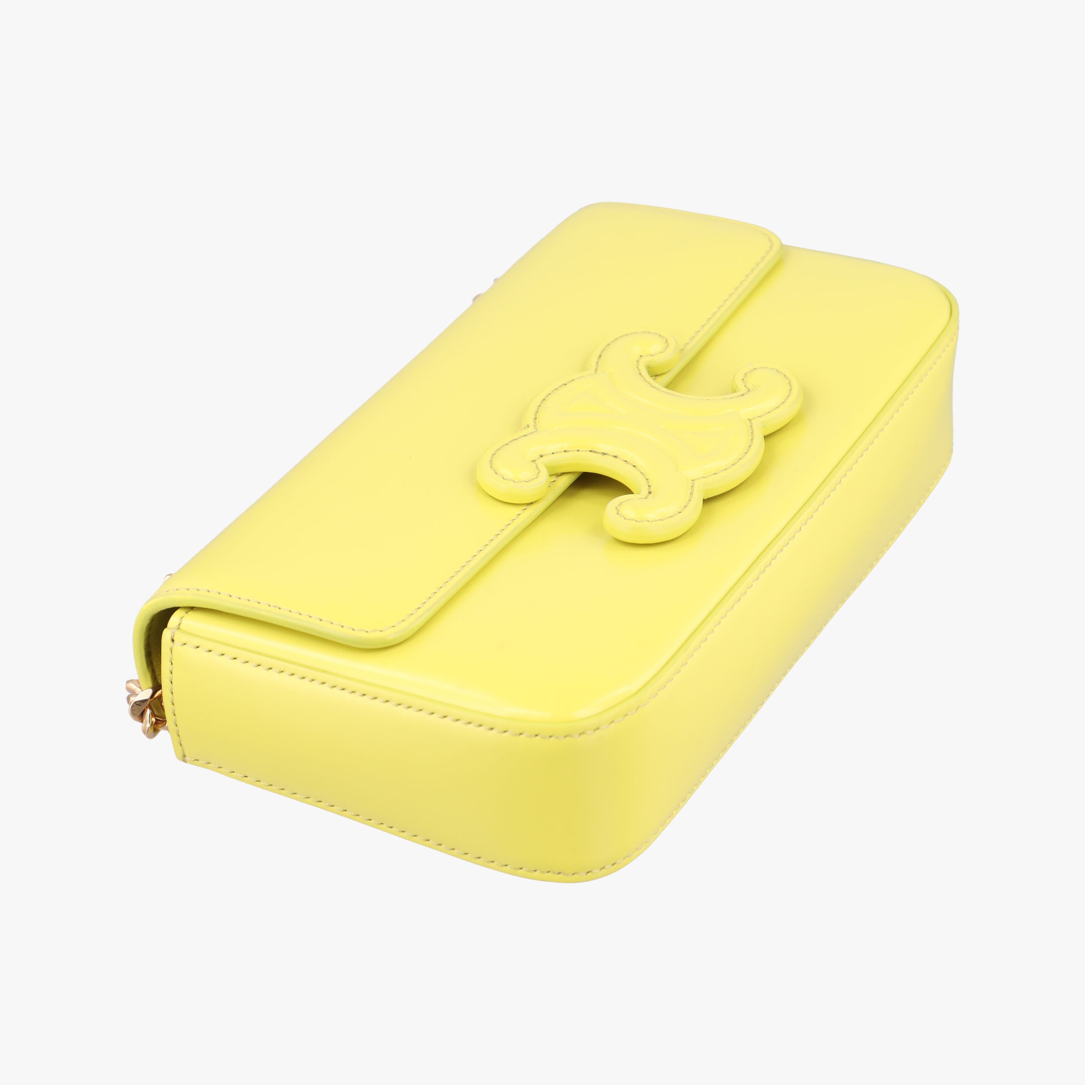 Pre-owned Celine Triomphe Chain Yellow Leather  shoulderbag | stylenewstar