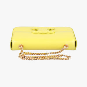 Pre-owned Celine Triomphe Chain Yellow Leather  shoulderbag | stylenewstar