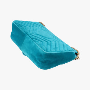 Pre-owned Gucci GG Marmont Blue velour 443497 shoulderbag | stylenewstar