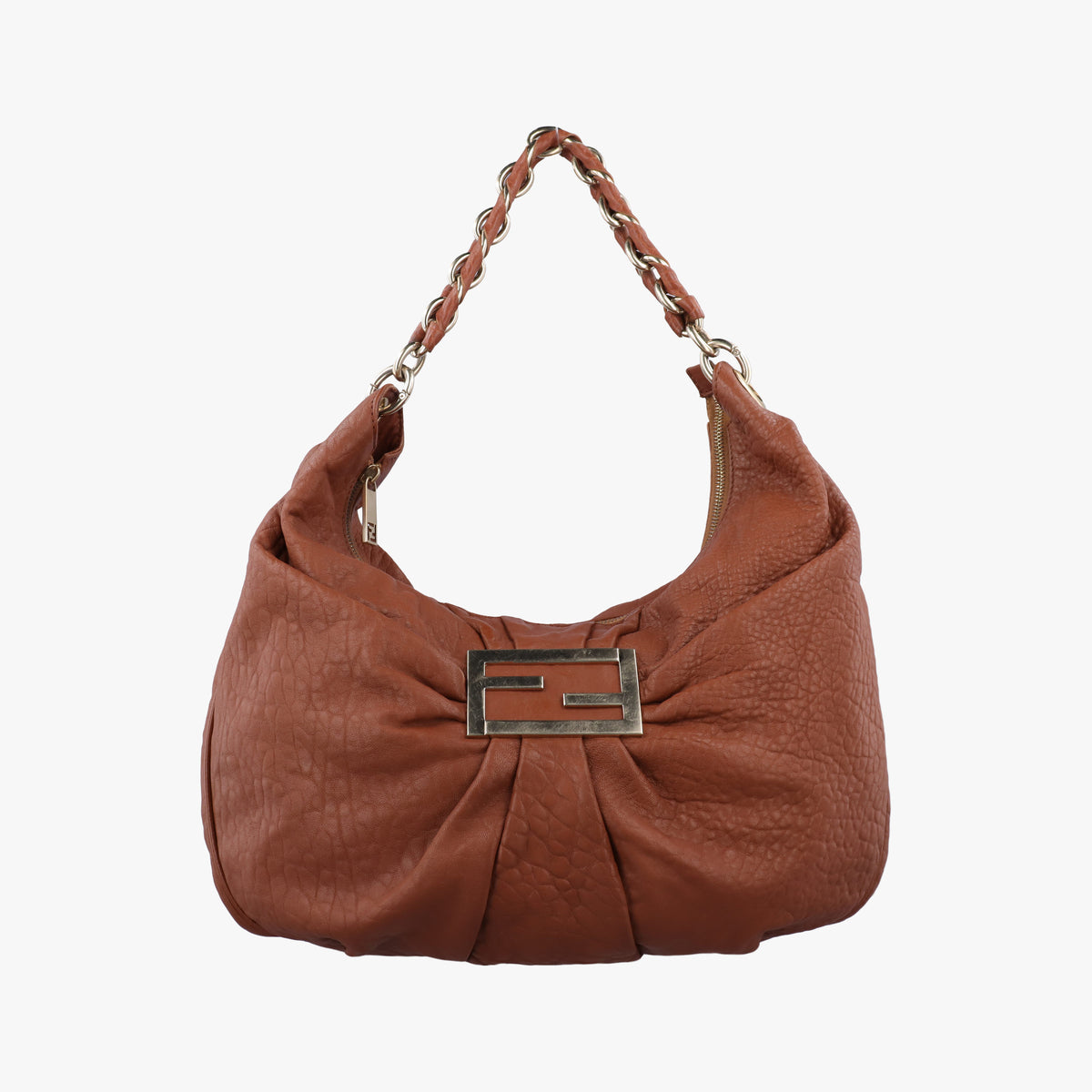 Pre-owned Fendi Mia Brown Leather 8BR631 shoulderbag | stylenewstar