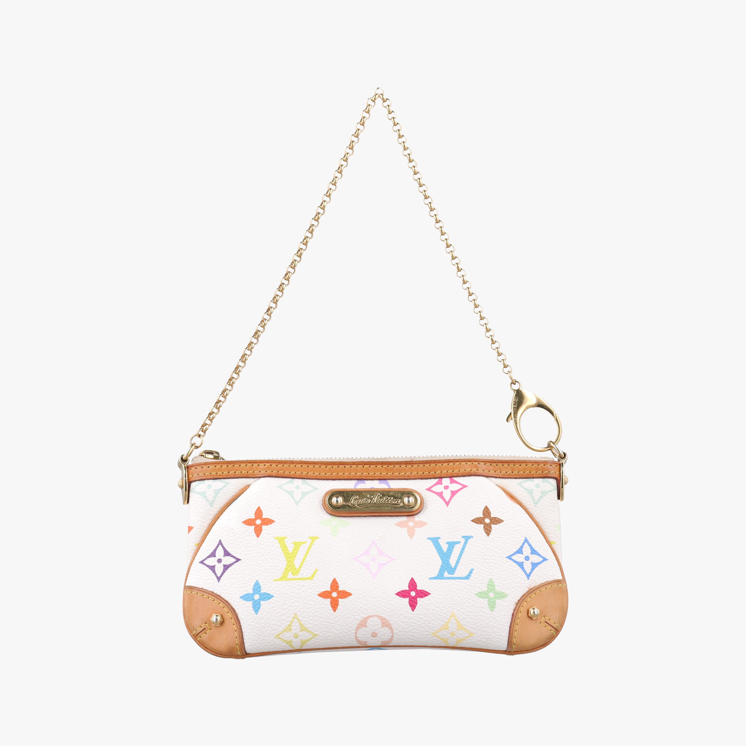 Pre-owned Louis Vuitton Pochette Mira MM Pouch white Monogram Multicolor M60096 handbag | stylenewstar
