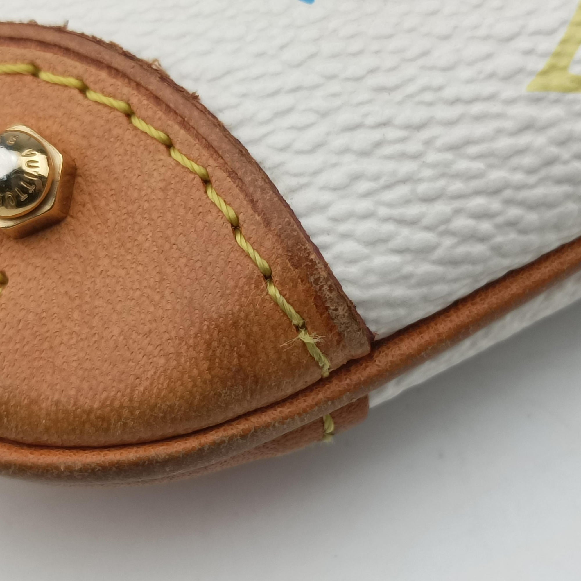 Pre-owned Louis Vuitton Pochette Mira MM Pouch white Monogram Multicolor M60096 handbag | stylenewstar
