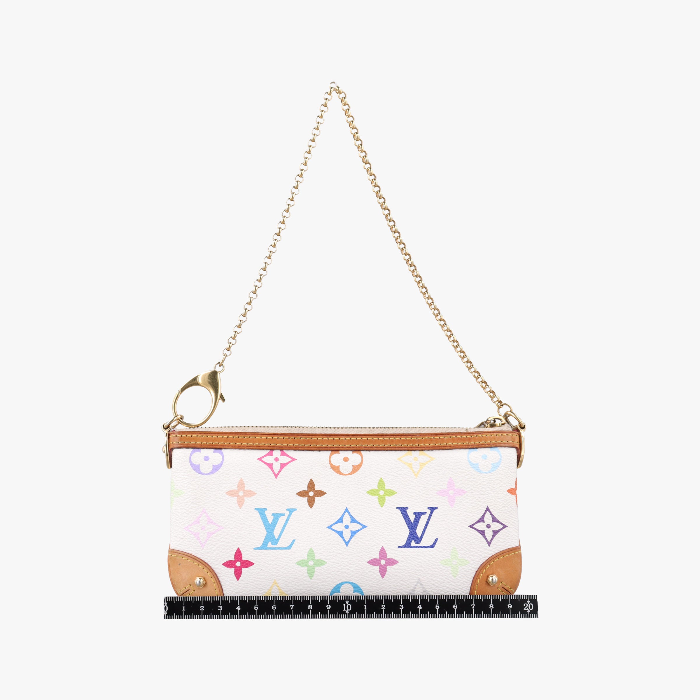 Pre-owned Louis Vuitton Pochette Mira MM Pouch white Monogram Multicolor M60096 handbag | stylenewstar
