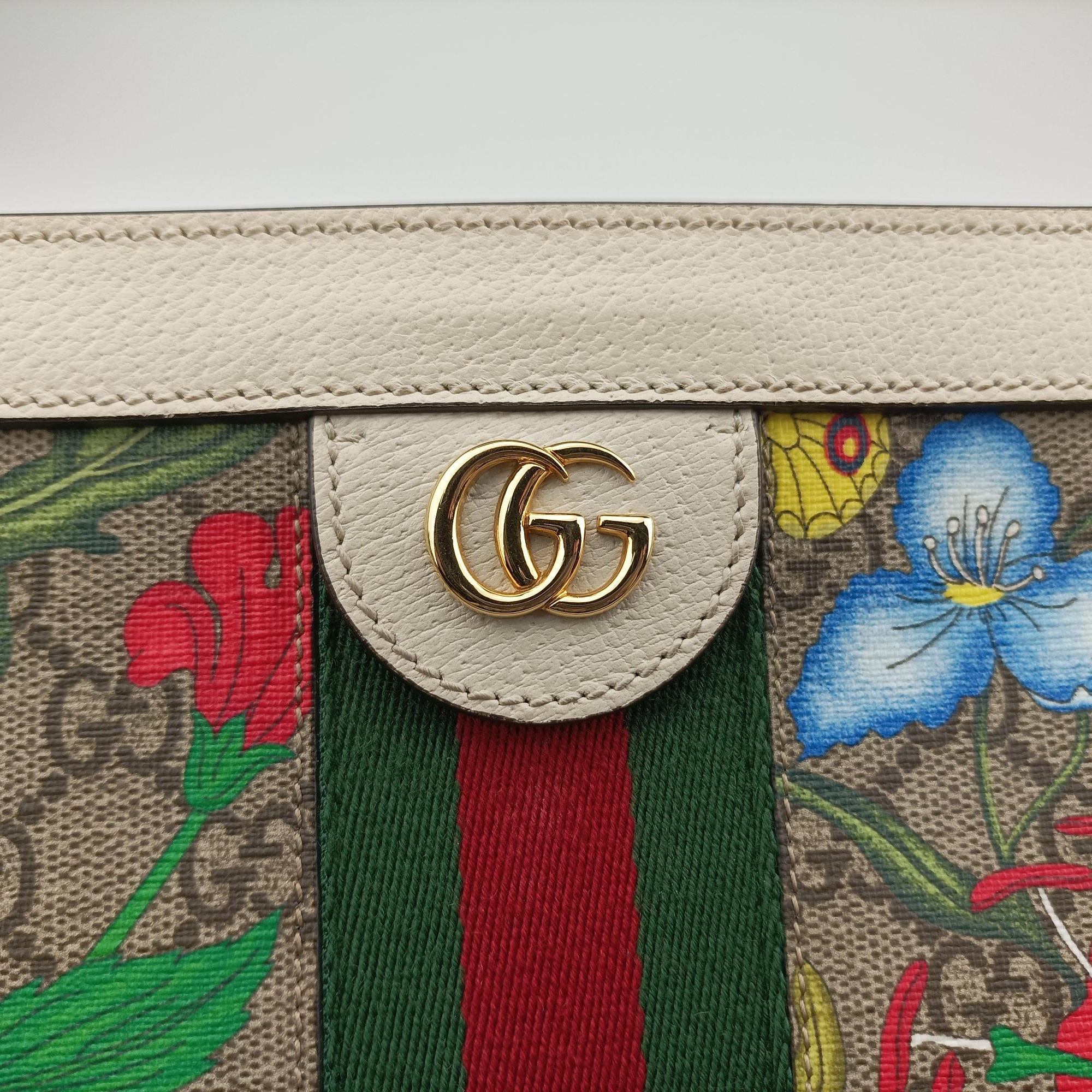 Vintage Gucci Ophidia Beige×White×Multicolor PVC coated canvas×Leather 503877 shoulderbag | stylenewstar