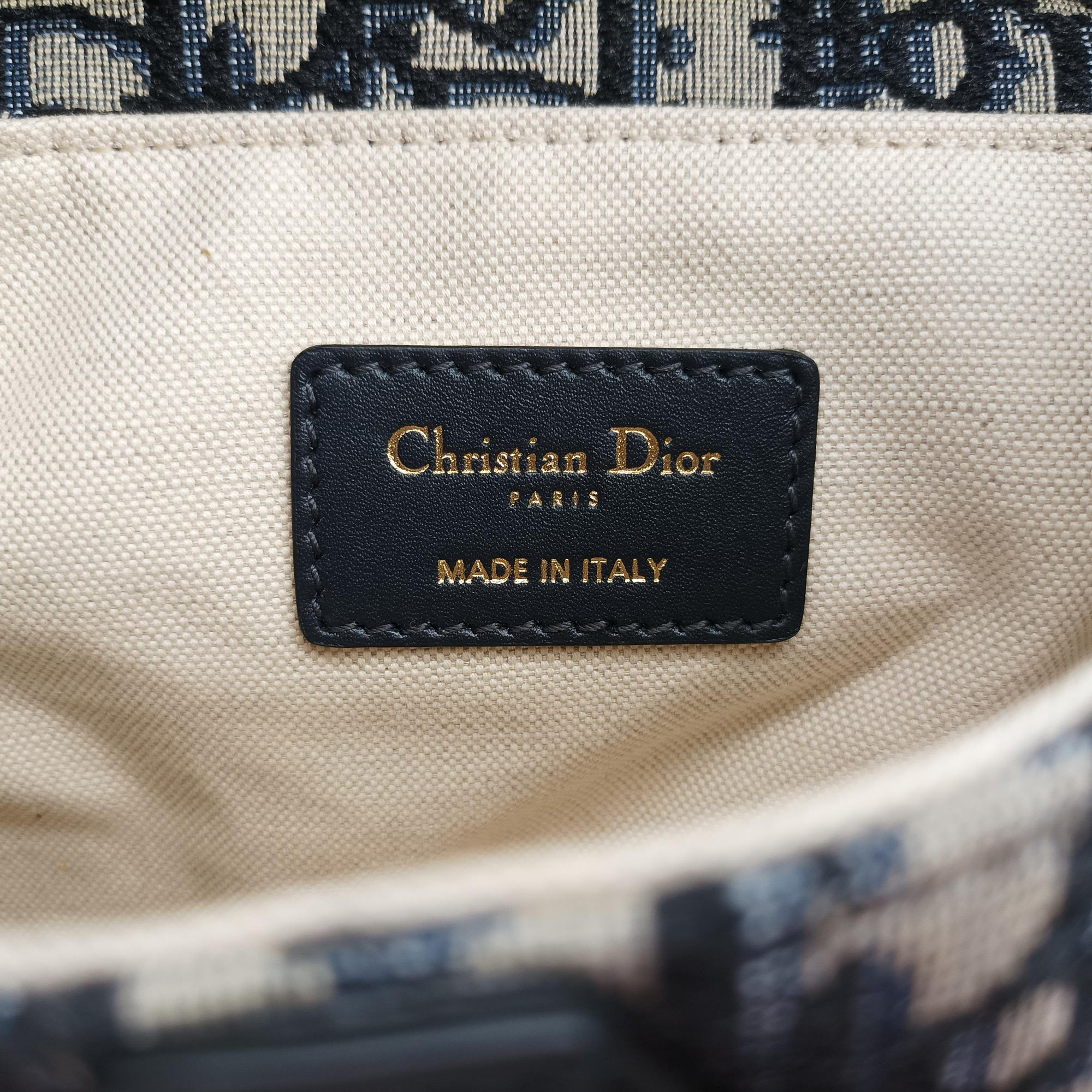 Secondhand Christian Dior Saddle Navy Jacquard × Leather  shoulderbag | stylenewstar
