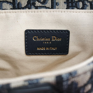 Secondhand Christian Dior Saddle Navy Jacquard × Leather  shoulderbag | stylenewstar