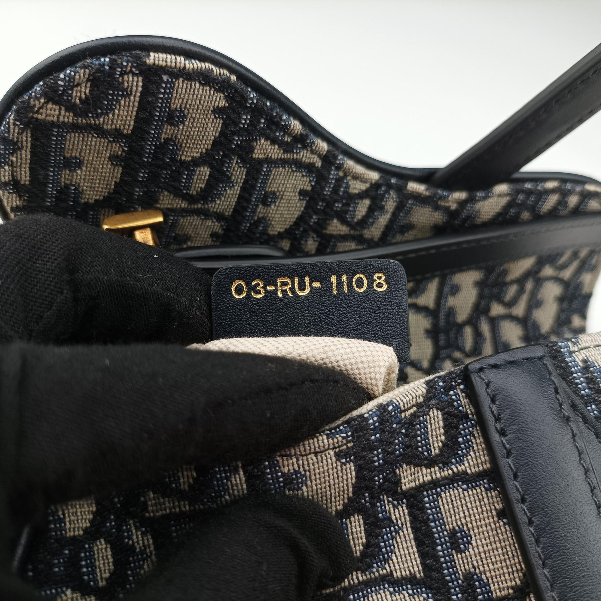 Secondhand Christian Dior Saddle Navy Jacquard × Leather  shoulderbag | stylenewstar
