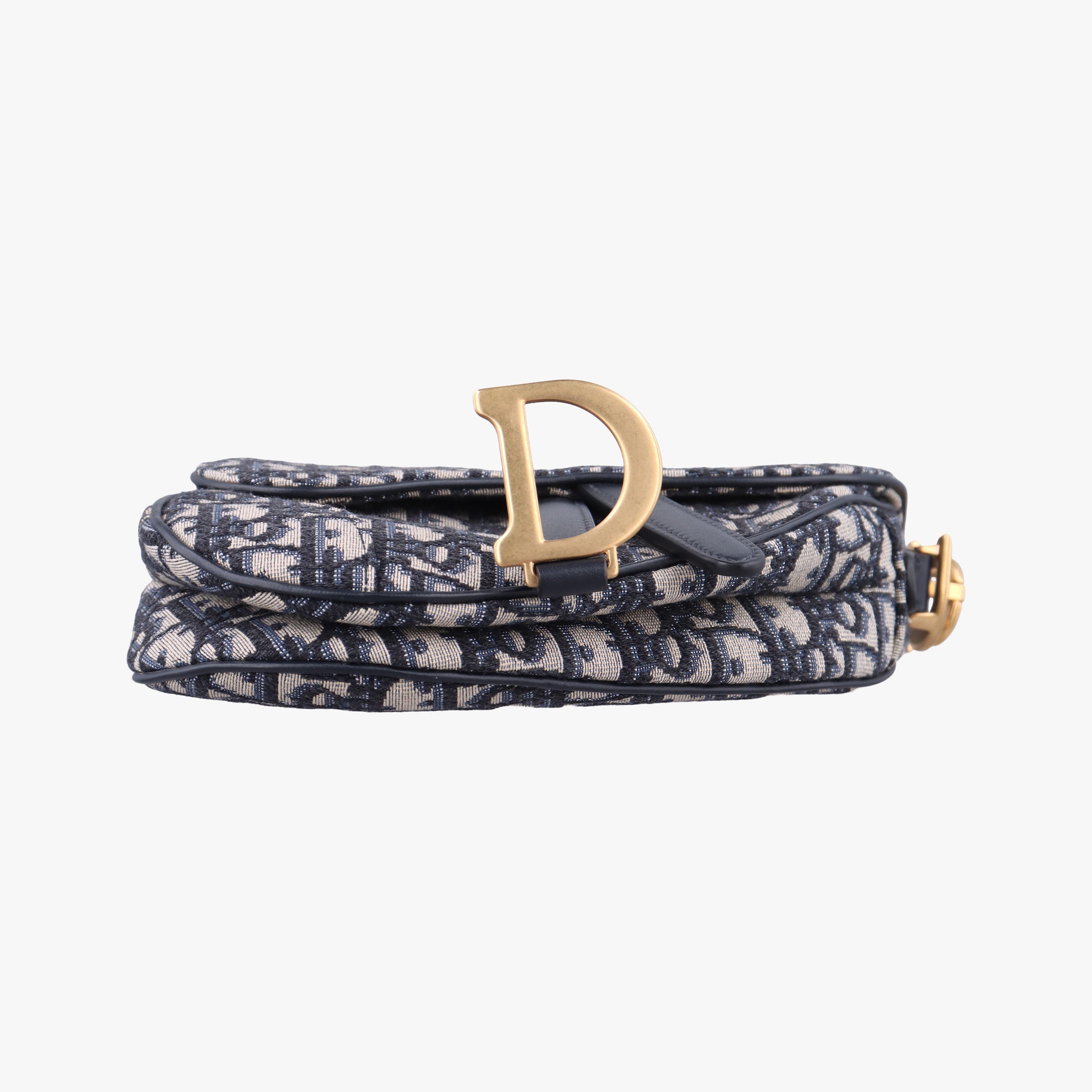 Secondhand Christian Dior Saddle Navy Jacquard × Leather  shoulderbag | stylenewstar