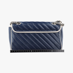 Pre-owned Gucci GG Marmont White×Blue Leather 443497 shoulderbag | stylenewstar