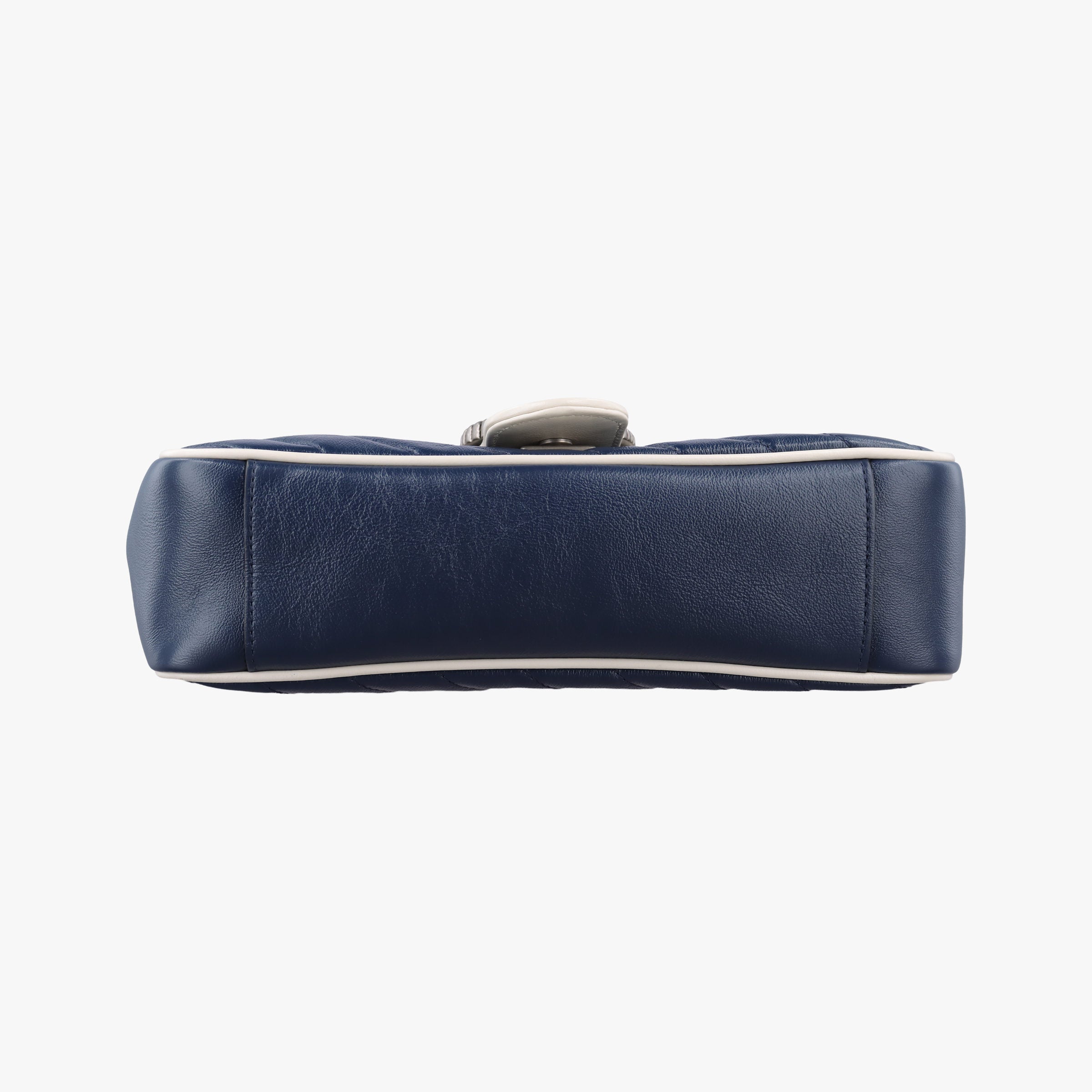 Pre-owned Gucci GG Marmont White×Blue Leather 443497 shoulderbag | stylenewstar