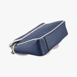 Pre-owned Gucci GG Marmont White×Blue Leather 443497 shoulderbag | stylenewstar