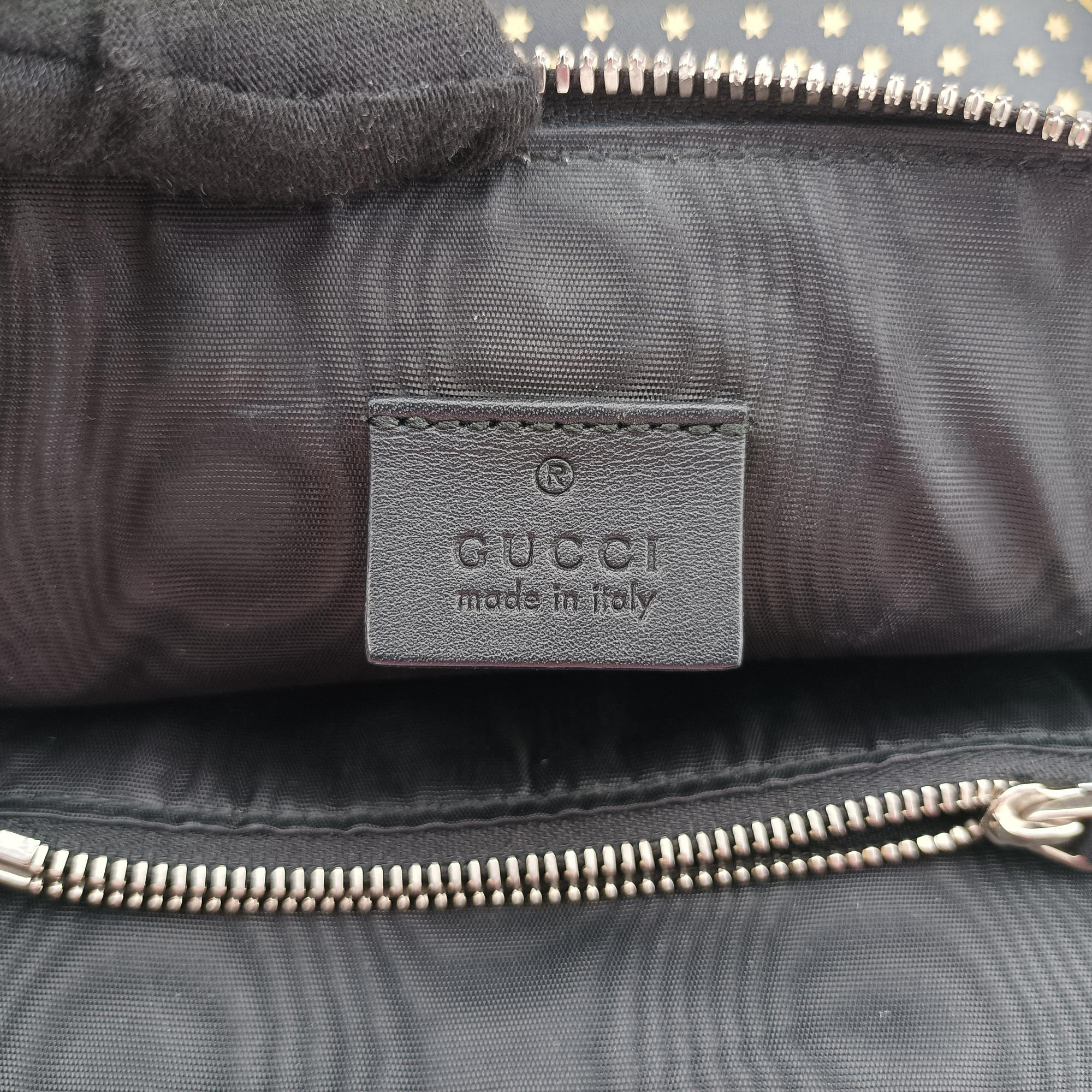 Pre-owned Gucci SEGA collaboration GUCCY print Black Leather 511189 shoulderbag | stylenewstar