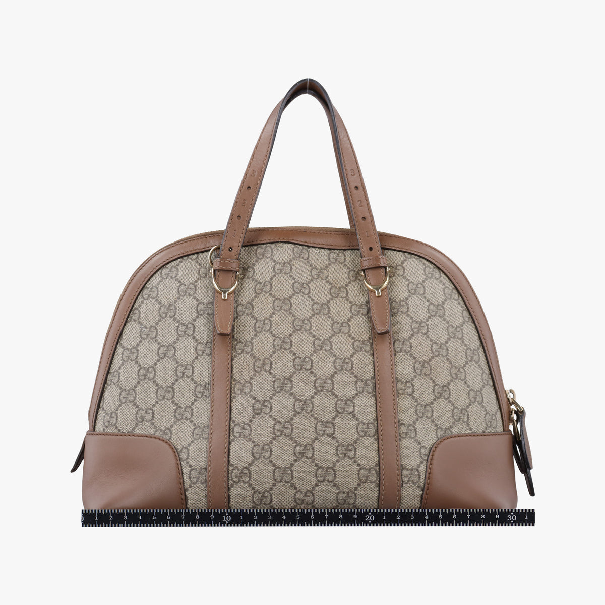 Pre-owned Gucci GG SUPREME DOME BEIGE×BROWN PVC coated canvas×Leather 309617 shoulderbag | stylenewstar