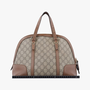 Pre-owned Gucci GG SUPREME DOME BEIGE×BROWN PVC coated canvas×Leather 309617 shoulderbag | stylenewstar