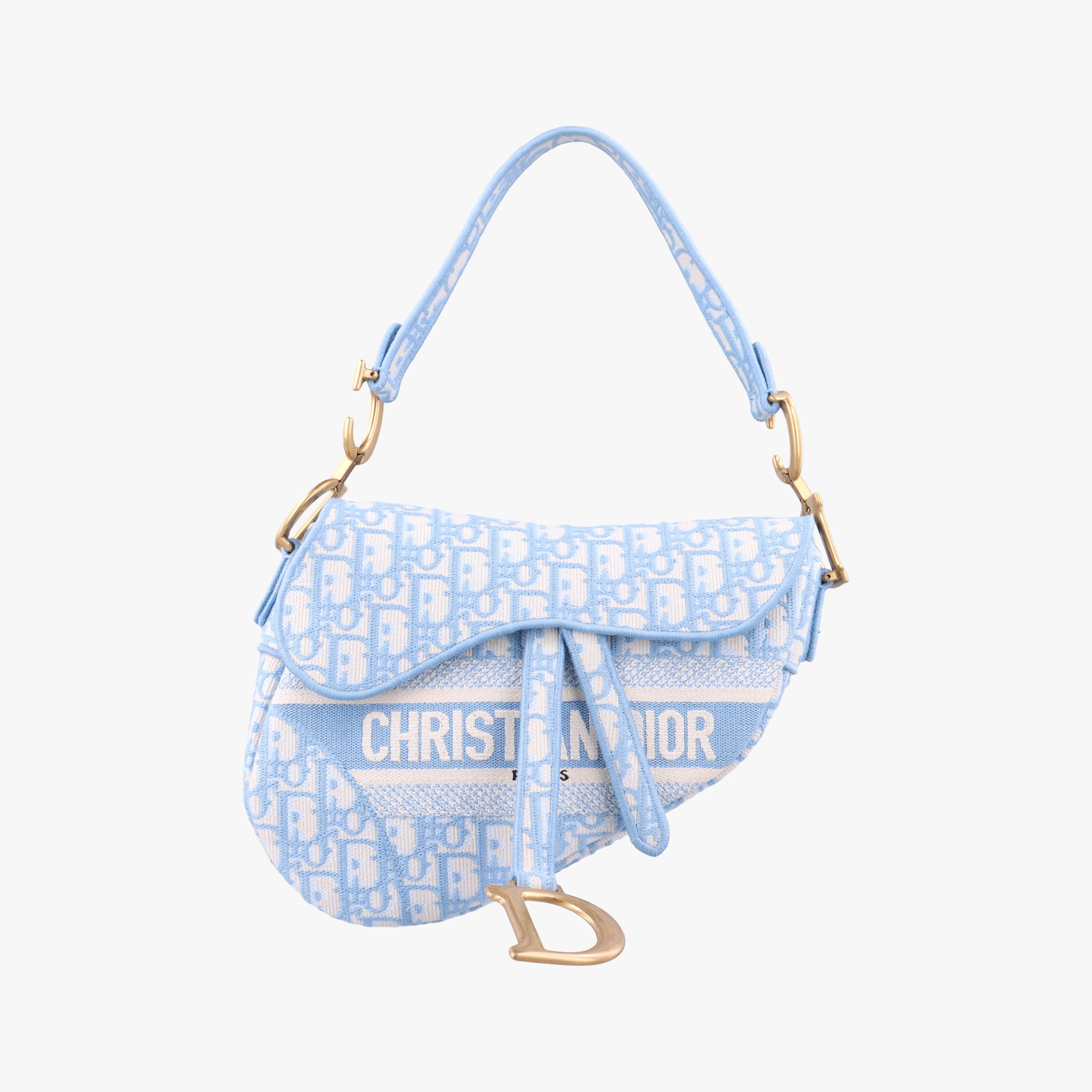 Pre-owned Christian Dior Saddle Blue Jacquard  handbag | stylenewstar