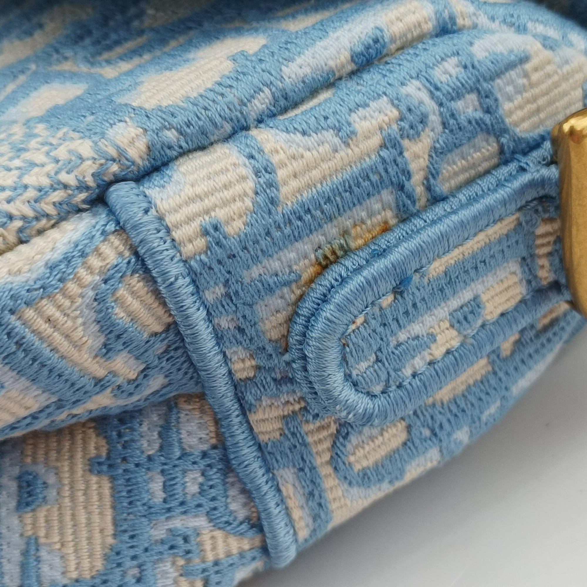 Pre-owned Christian Dior Saddle Blue Jacquard  handbag | stylenewstar