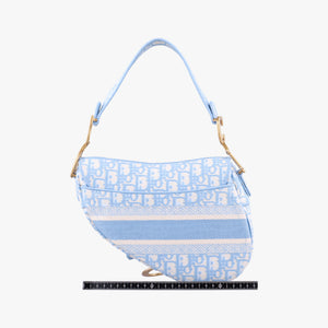 Pre-owned Christian Dior Saddle Blue Jacquard  handbag | stylenewstar