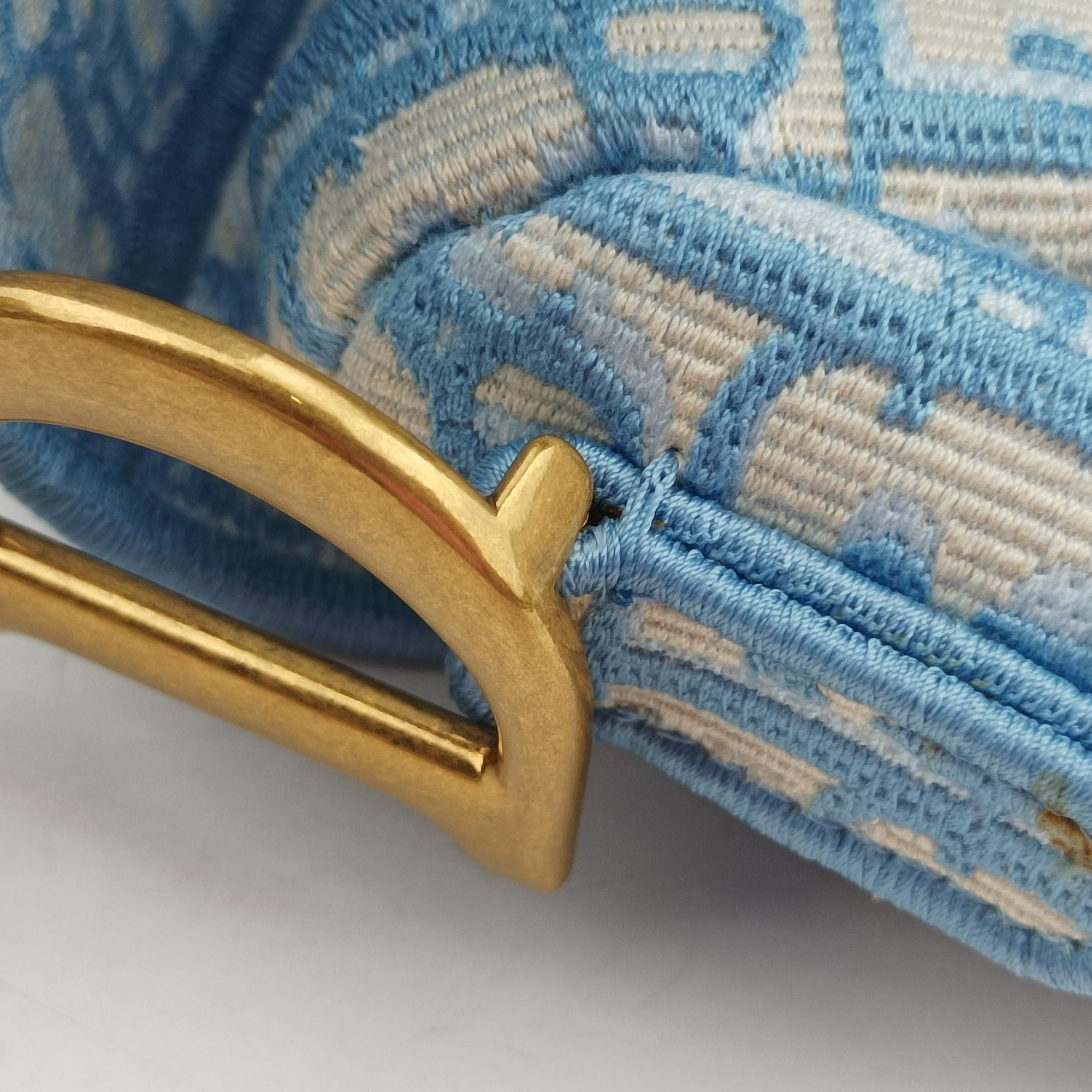 Pre-owned Christian Dior Saddle Blue Jacquard  handbag | stylenewstar