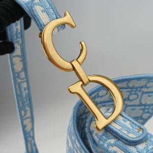 Pre-owned Christian Dior Saddle Blue Jacquard  handbag | stylenewstar