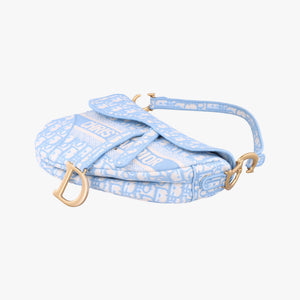 Pre-owned Christian Dior Saddle Blue Jacquard  handbag | stylenewstar