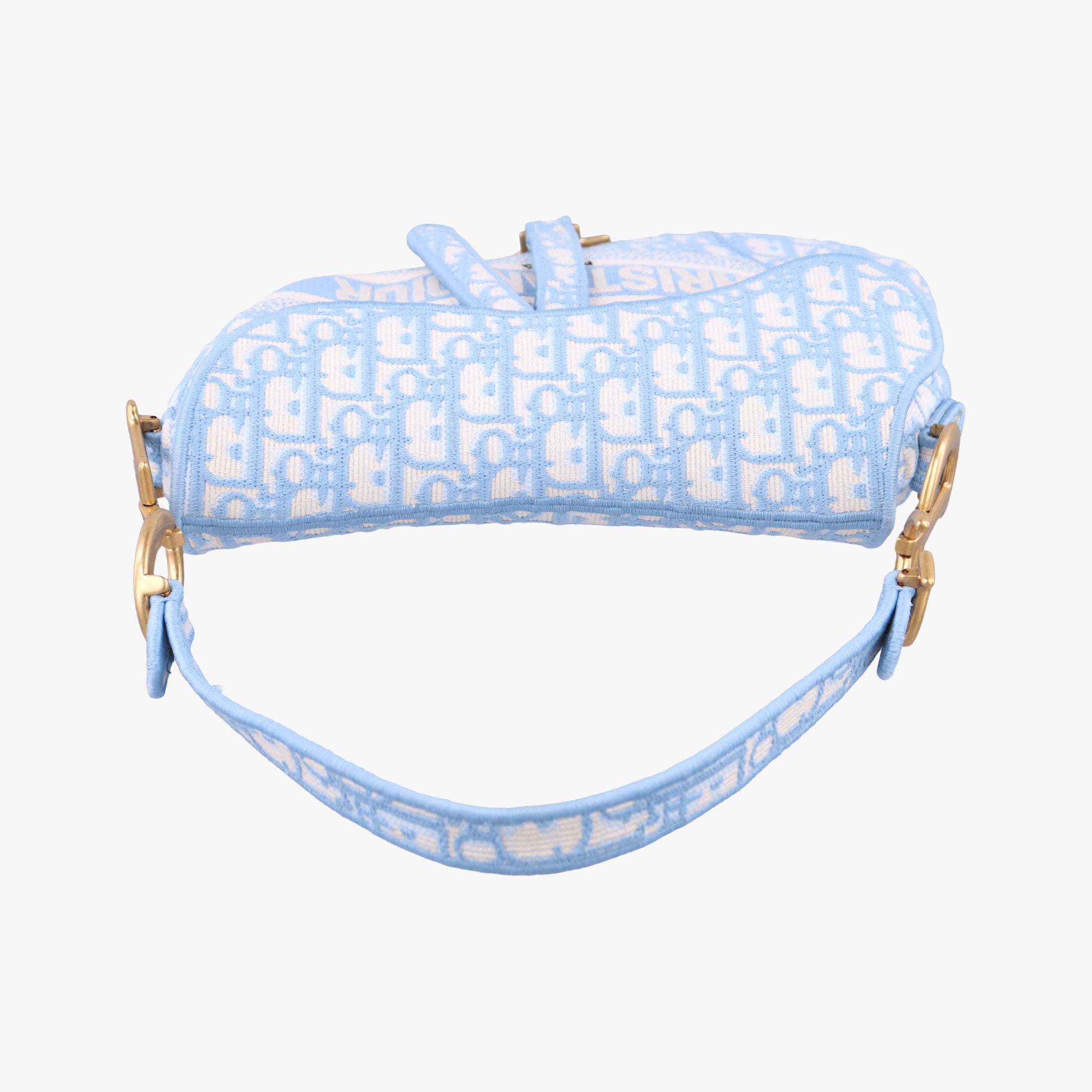 Pre-owned Christian Dior Saddle Blue Jacquard  handbag | stylenewstar