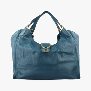 Pre-owned Gucci Soft Stirrup Blue Leather 296856 shoulderbag | stylenewstar