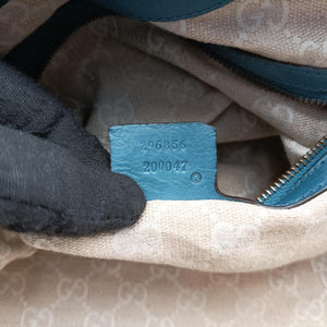 Pre-owned Gucci Soft Stirrup Blue Leather 296856 shoulderbag | stylenewstar