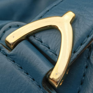 Pre-owned Gucci Soft Stirrup Blue Leather 296856 shoulderbag | stylenewstar