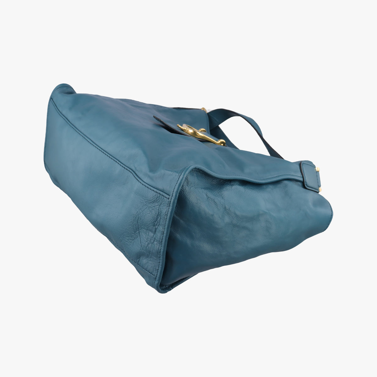 Pre-owned Gucci Soft Stirrup Blue Leather 296856 shoulderbag | stylenewstar