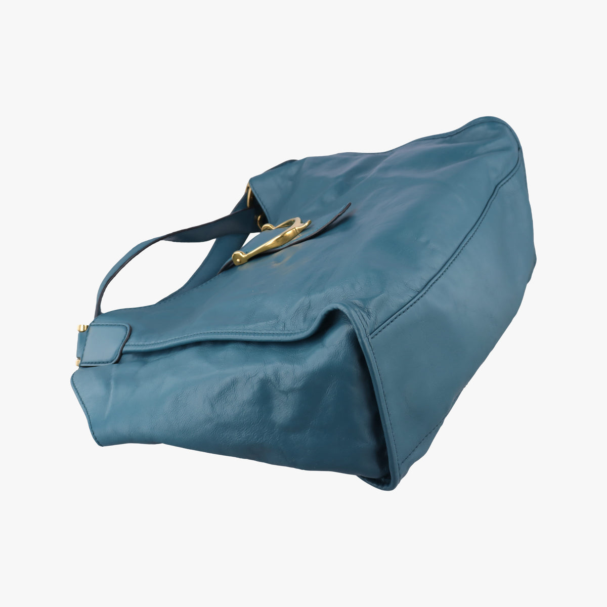 Pre-owned Gucci Soft Stirrup Blue Leather 296856 shoulderbag | stylenewstar