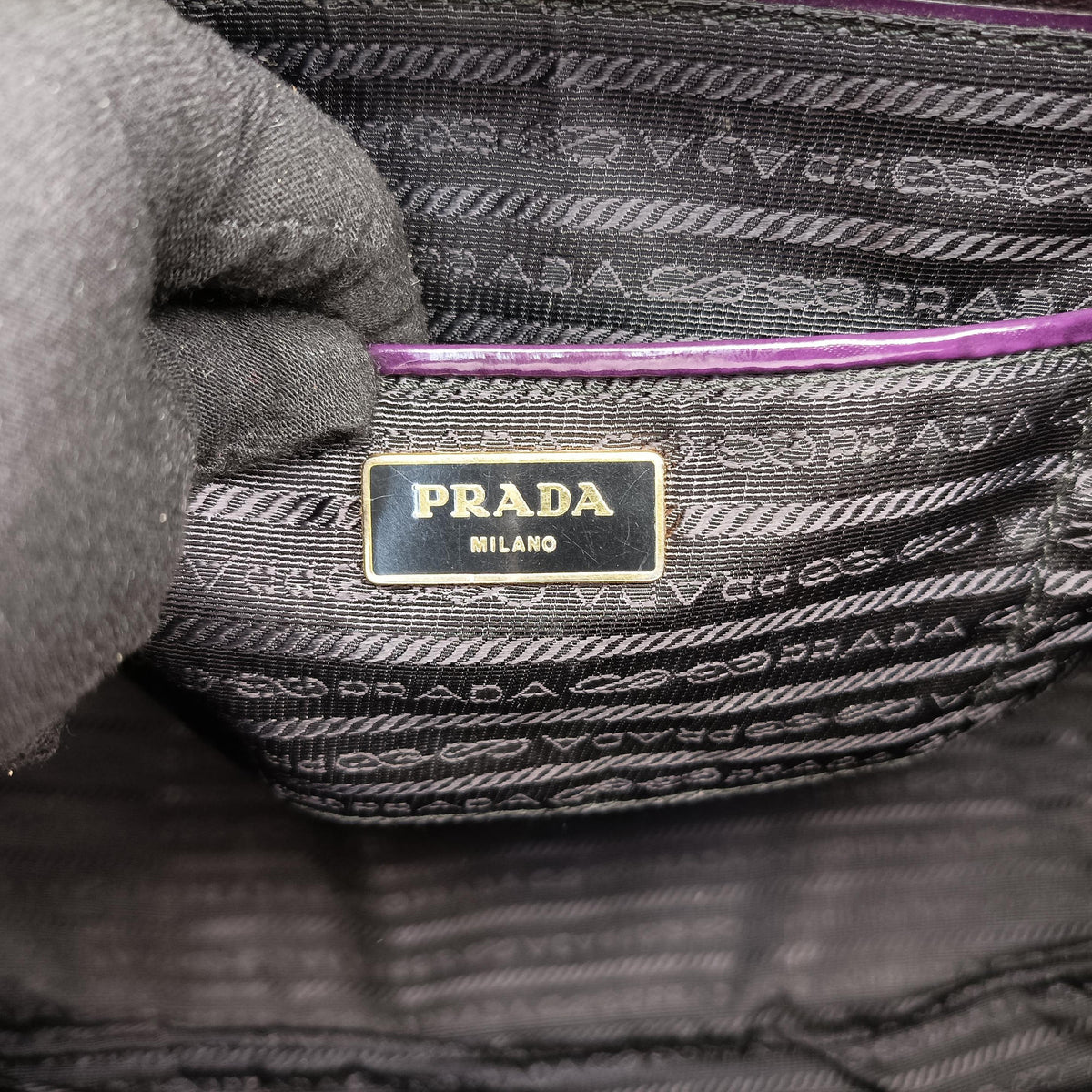 Secondhand Prada Parabole Tote Purple patent  handbag | stylenewstar