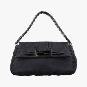 Pre-owned Fendi Mia Flap Black canvas 8BR614 shoulderbag | stylenewstar