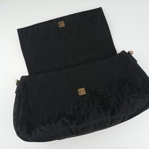 Pre-owned Fendi Mia Flap Black canvas 8BR614 shoulderbag | stylenewstar