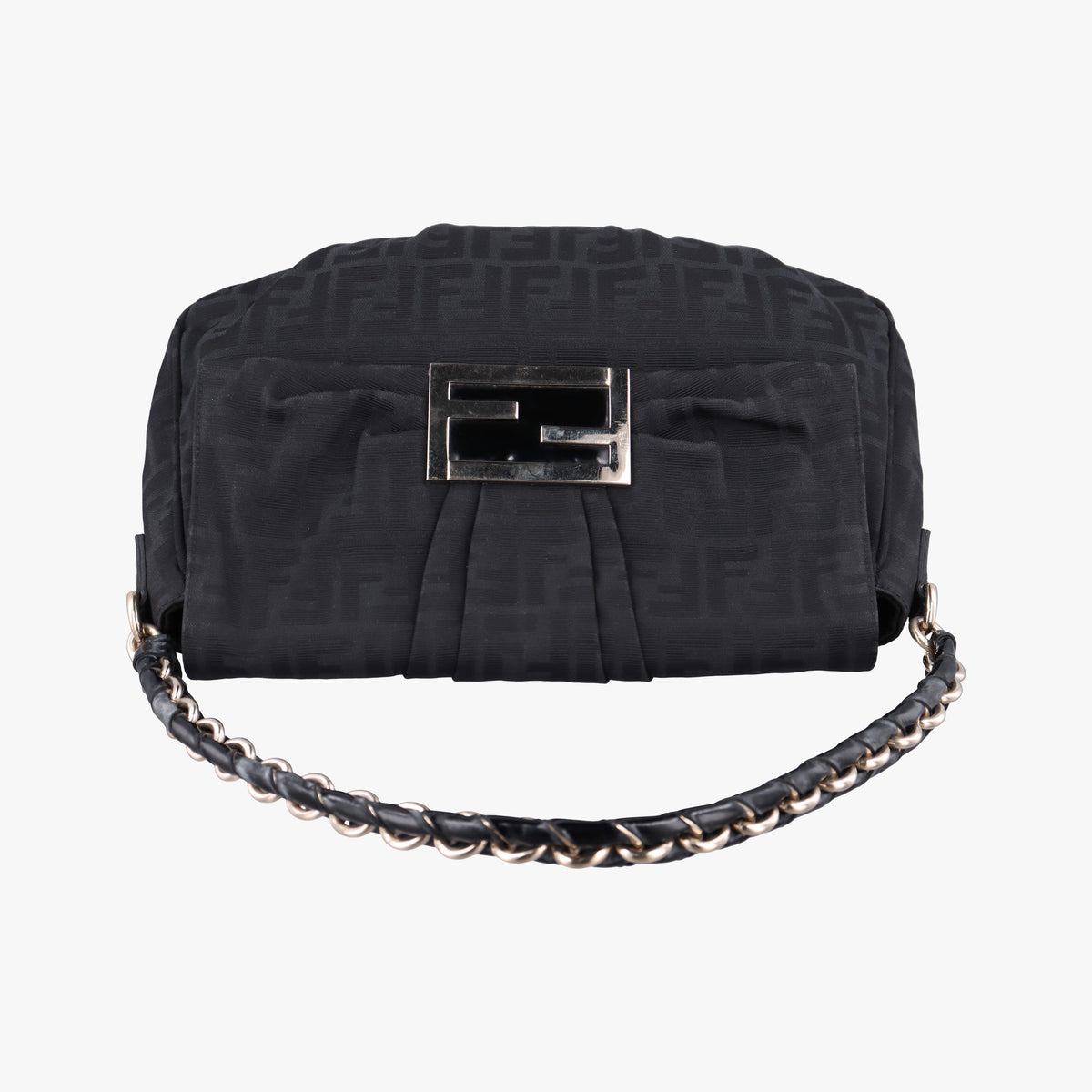 Pre-owned Fendi Mia Flap Black canvas 8BR614 shoulderbag | stylenewstar