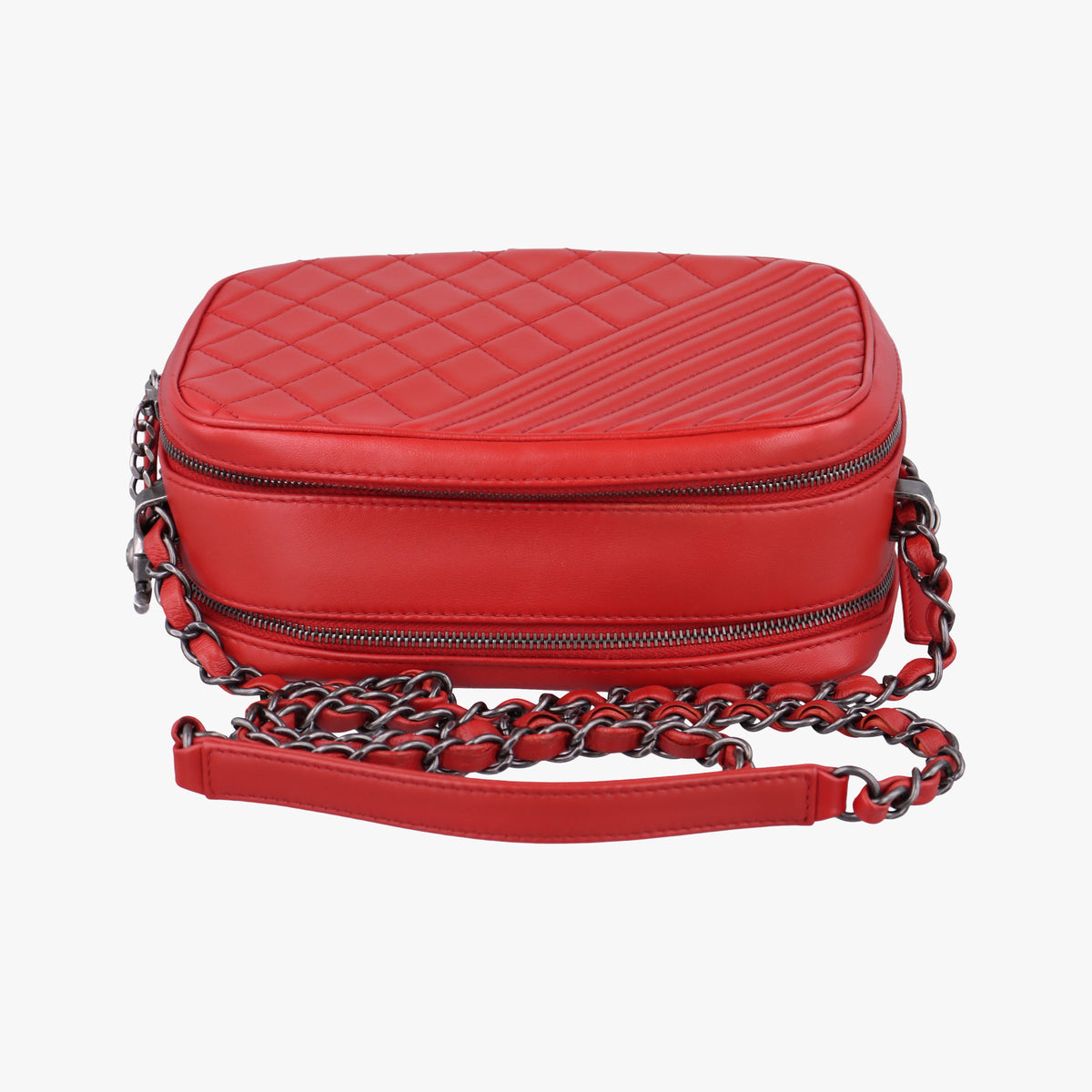 Pre-owned Chanel Coco Boy Camera Case Red lambskin A92655 shoulderbag | stylenewstar