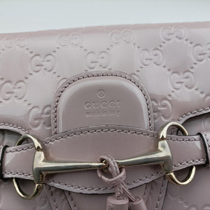Pre-owned Gucci Emily Pink Patent Leather 295402 shoulderbag | stylenewstar