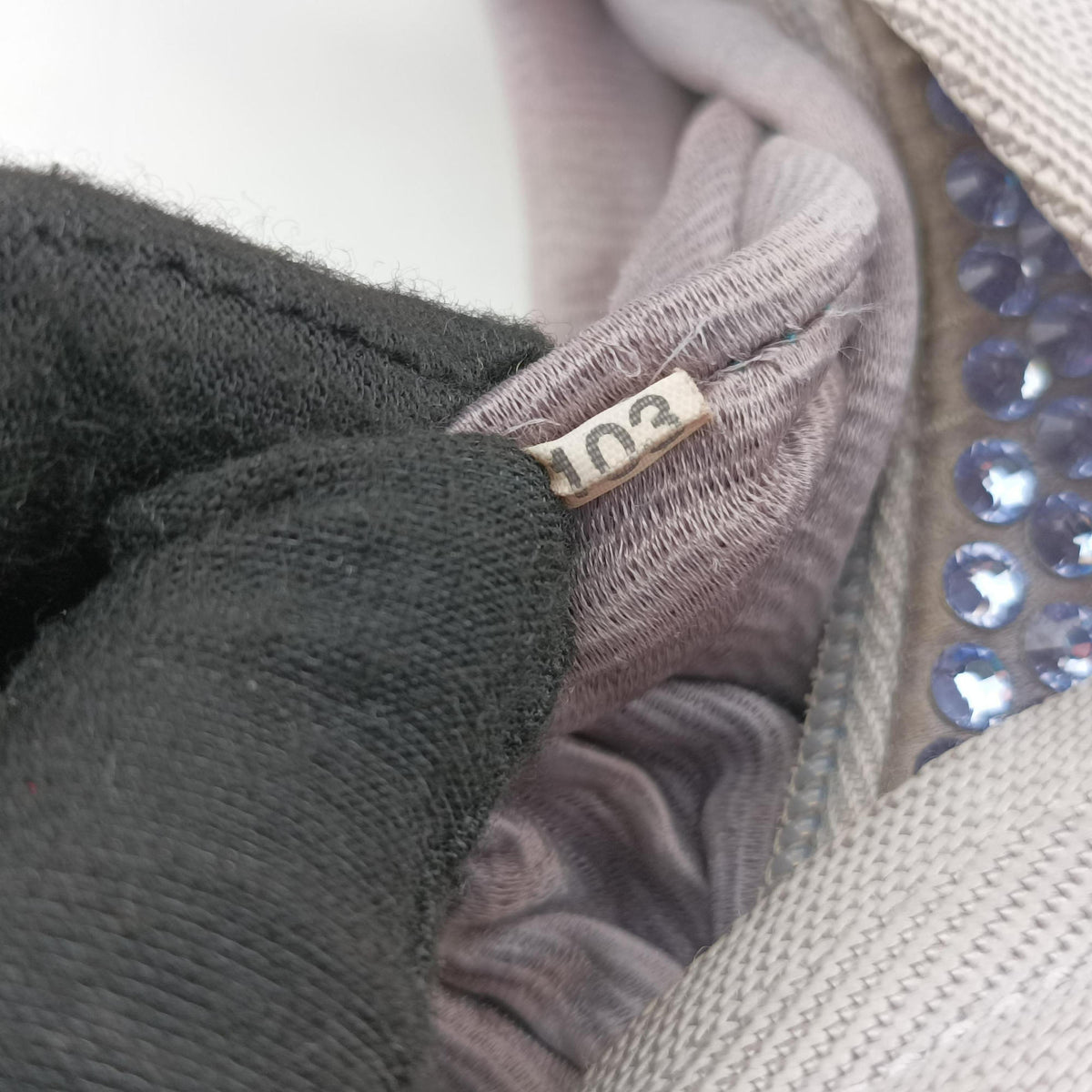 Vintage Prada Re-Edition 2000 Hobo Purple Satin×Rhinestones 1BC515 handbag | stylenewstar