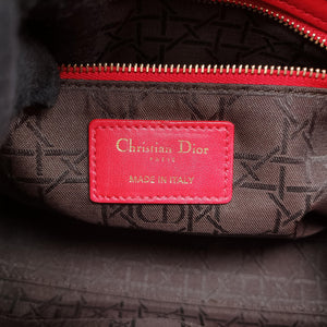 Pre-owned Christian Dior Lady Dior Red lambskin  shoulderbag | stylenewstar