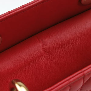 Pre-owned Christian Dior Lady Dior Red lambskin  shoulderbag | stylenewstar