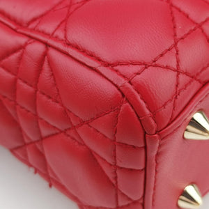 Pre-owned Christian Dior Lady Dior Red lambskin  shoulderbag | stylenewstar