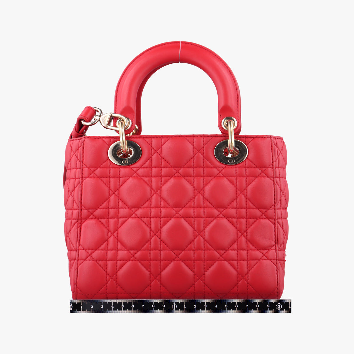 Pre-owned Christian Dior Lady Dior Red lambskin  shoulderbag | stylenewstar