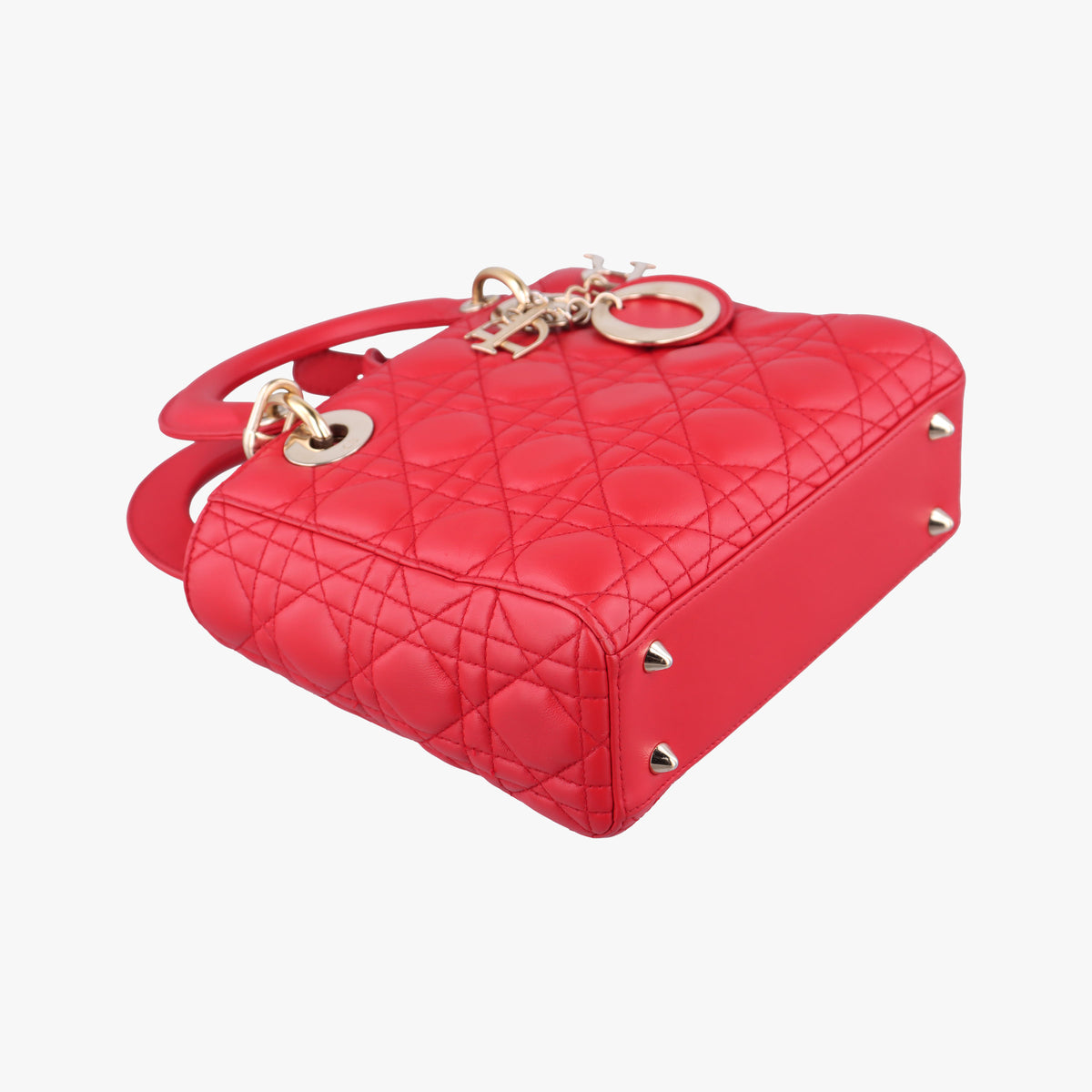 Pre-owned Christian Dior Lady Dior Red lambskin  shoulderbag | stylenewstar