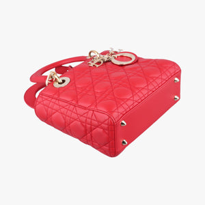 Pre-owned Christian Dior Lady Dior Red lambskin  shoulderbag | stylenewstar