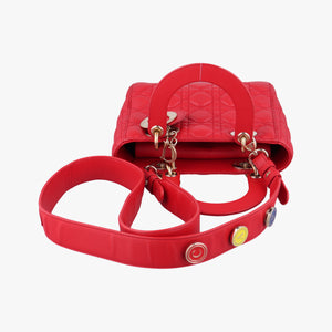 Pre-owned Christian Dior Lady Dior Red lambskin  shoulderbag | stylenewstar