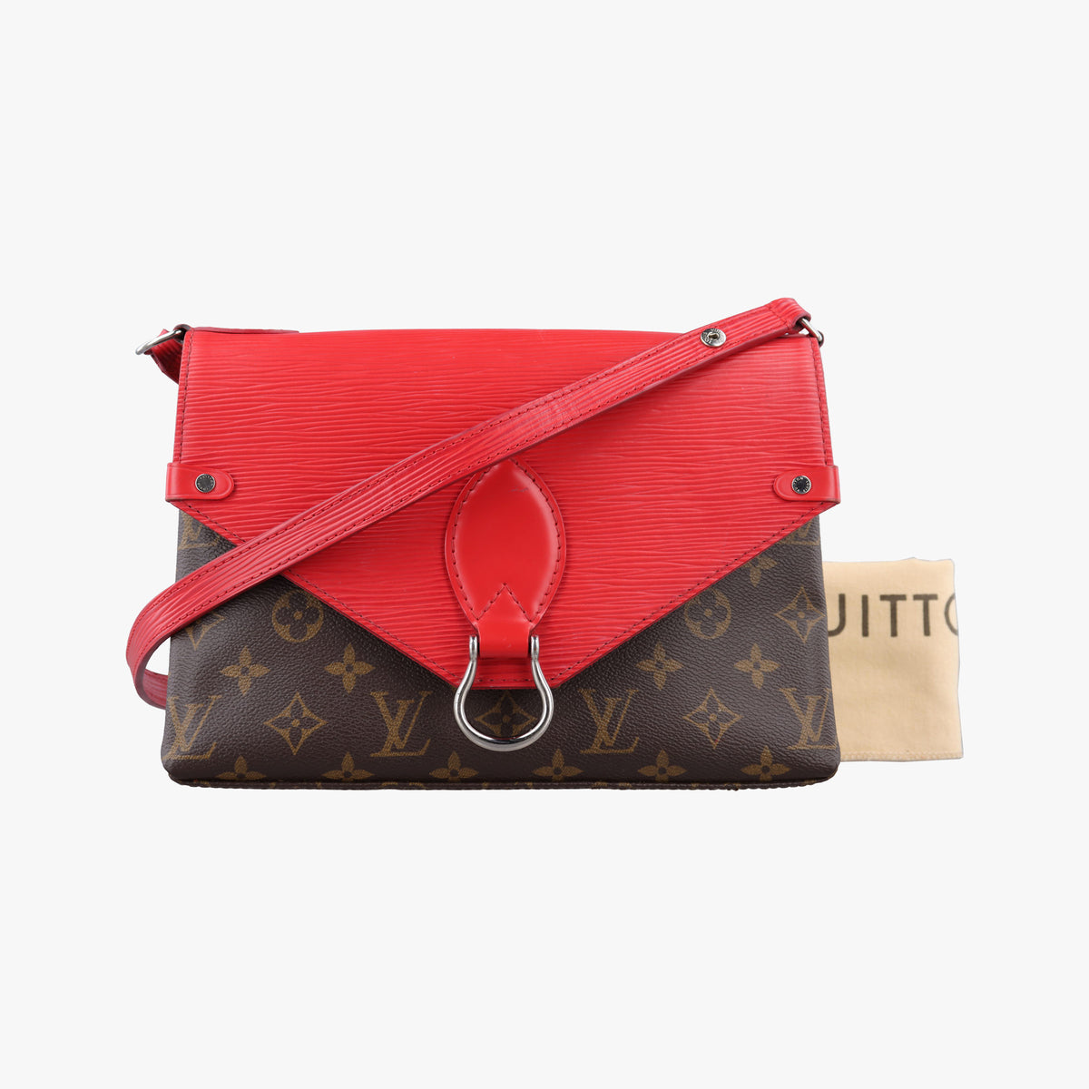 Vintage Louis Vuitton SAINT MICHEL brown×COQUELICOT Monogram Canvas×calf leather M44031 shoulderbag | stylenewstar