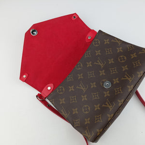 Vintage Louis Vuitton SAINT MICHEL brown×COQUELICOT Monogram Canvas×calf leather M44031 shoulderbag | stylenewstar