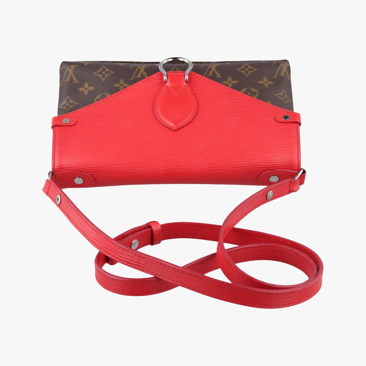 Vintage Louis Vuitton SAINT MICHEL brown×COQUELICOT Monogram Canvas×calf leather M44031 shoulderbag | stylenewstar