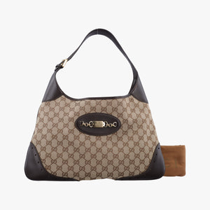 Pre-owned Gucci GG Canvas Punch Hobo Beige×brown Canvas×Leather 145781 shoulderbag | stylenewstar