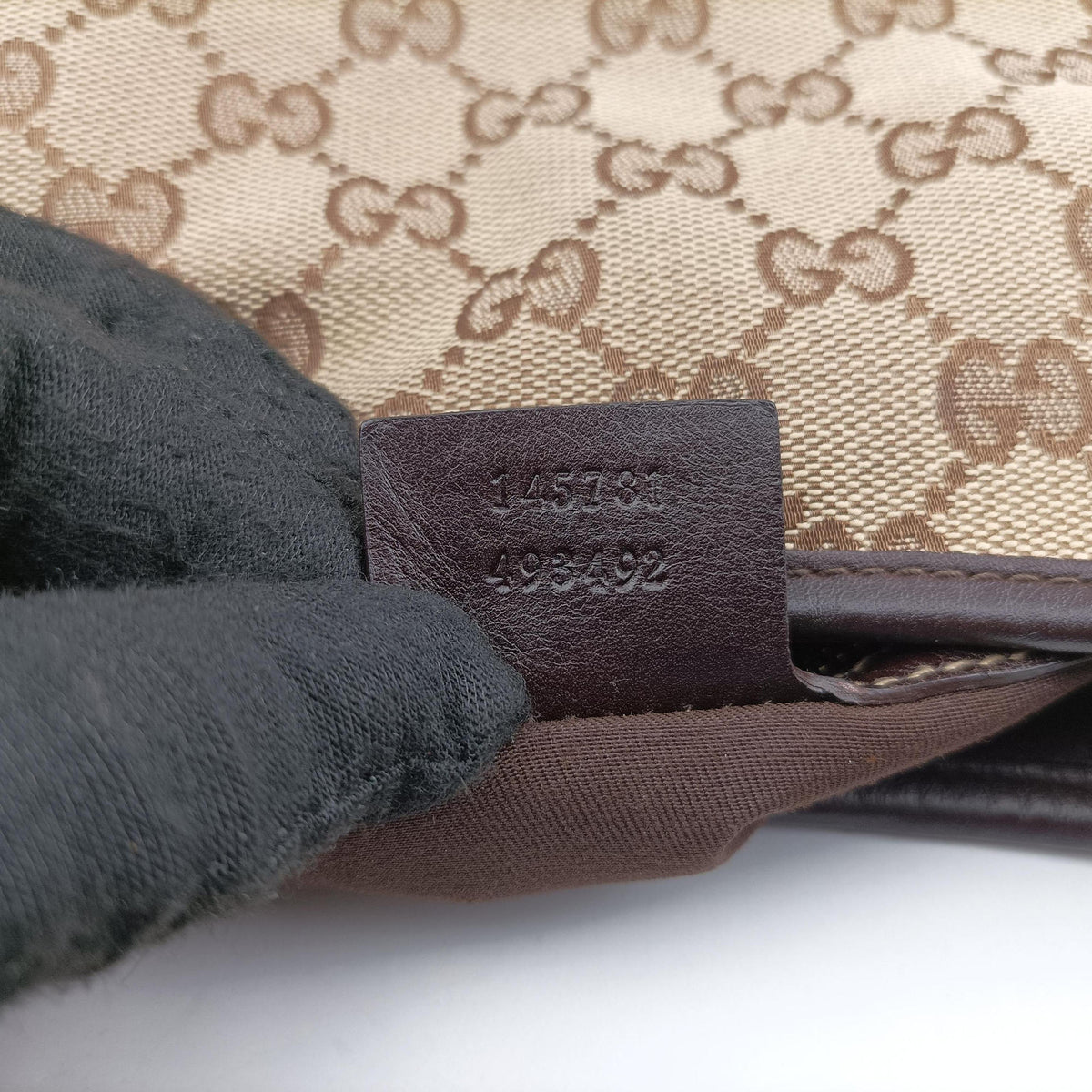 Pre-owned Gucci GG Canvas Punch Hobo Beige×brown Canvas×Leather 145781 shoulderbag | stylenewstar