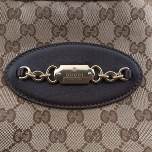 Pre-owned Gucci GG Canvas Punch Hobo Beige×brown Canvas×Leather 145781 shoulderbag | stylenewstar